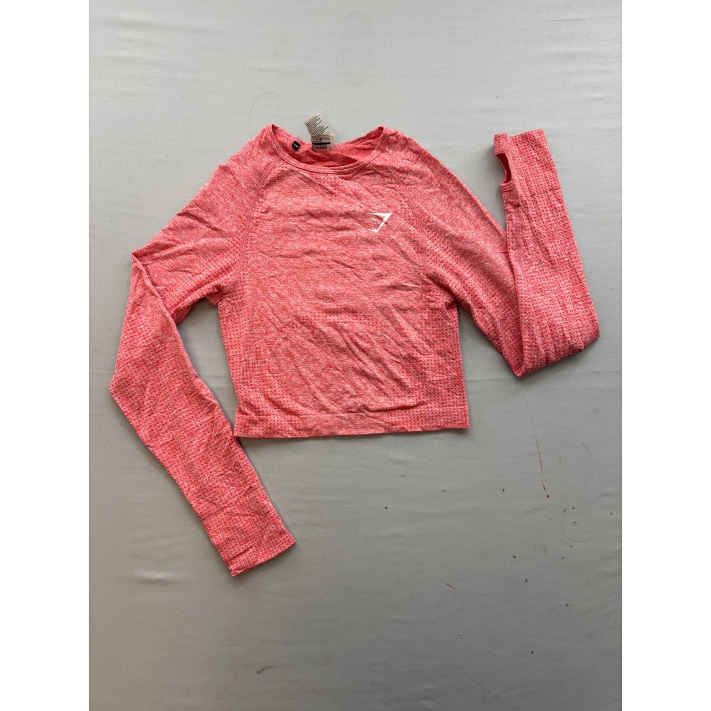 Gymshark Vital Seamless Long Sleeve Crop Top Pink Marl Thumbholes Small